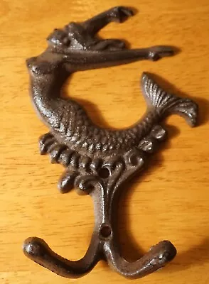 $12.95 • Buy Diving MERMAID Double Hook Rustic Cast Iron Sign Nautical Beach Home Decor NEW