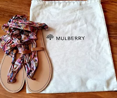 MULBERRY WOMEN'S Fabric TIE UP SANDAL SHOE SIZE UK 5  38 • £45