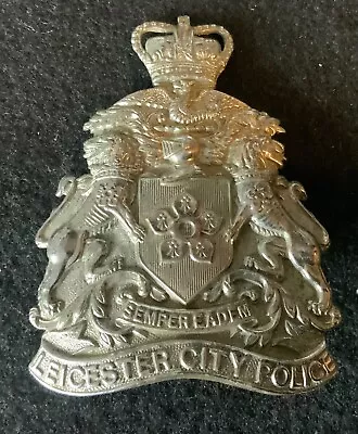 Obsolete Leicester City Police Helmet Plate Badge Queens Crown ERII • £24.99