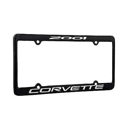 OEM GM Corvette 2001 C5 Black Metal License Plate Frame With Silver Letters Logo • $32.95