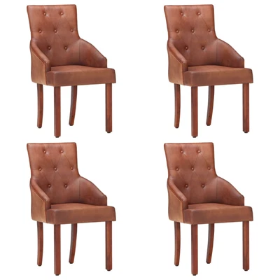 Dining Chairs 4 Pcs Brown Real Goat Leather B8M5 • $1387.96
