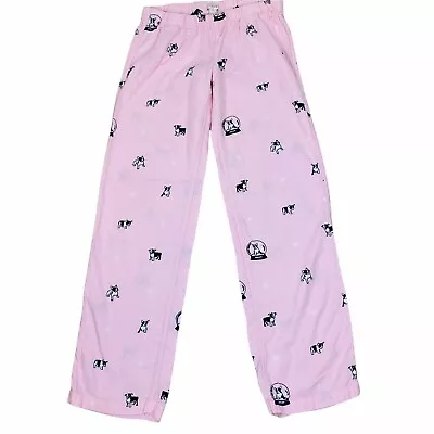 J Crew Frenchie Dog Pajama Bottoms Lounge Pants Womens XXS Pink Snowflake • $14.99