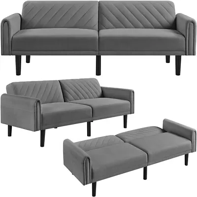 3-Seater Sofa Bed Click-clack Futon Versatile Daybed With Large Side Pockets  • £189.99