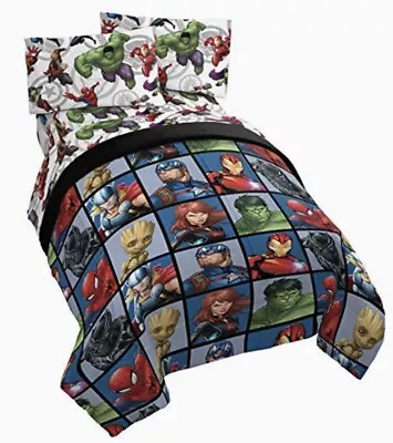 Marvel 5 Piece Full Size Comforter W/ Flat & Fitted Sheet￼s & 2 Pillow Cas￼￼ NWT • $45