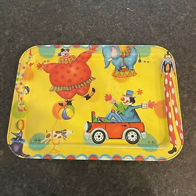 Adorable Vintage 80's Yellow Circus Clown Metal  TV Dinner Tray Standing Fold • $23.99