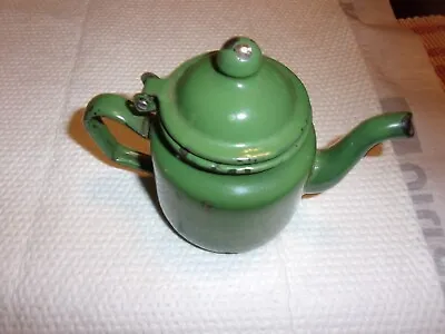 $19.95 • Buy Vintage Child's Enamelware Coffee Pot, Teapot Green 4  Tall