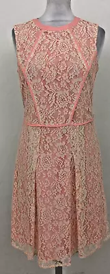 Spotlight By Warehouse Women's Dress Size 10 Apricot Colour Lace Used F1 • £9.99