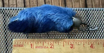 Vintage Lucky Charm USA BLUE Keychain - Real Rabbits Foot Good Luck Souvenir • $14.97