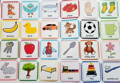 FIRST WORDS FLASH CARDS- Picture & Word - Toddler - Baby - First Learning Set • £3.86