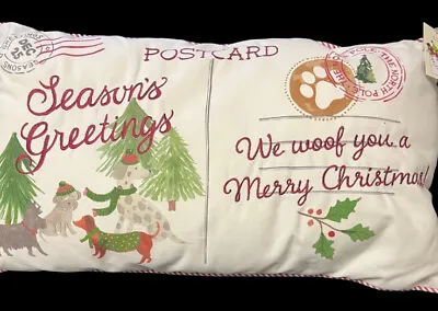 Isaac Mizrahi We Woof You A Merry Christmas Dog Dachshund Pillow New • $34