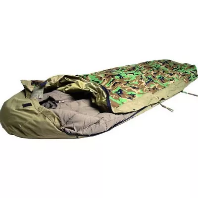 Mil-Tec Woodland Camo Sleeping Bag W/ Sack Waterproof Breathable - 14115020 • $82.53