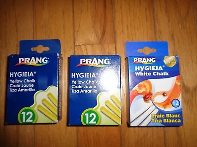 Vintage Prang Hygieia Yellow & White Dustless Chalk  3 Boxes Of 12 Each • $10.99