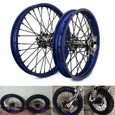 $629.90 • Buy Spoke Blue Rims Black Hubs Wheels Set 21 +19  For YAMAHA YZ250F YZ450F 2014-2023