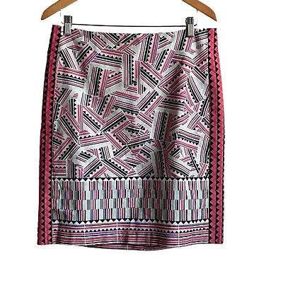 Nic + Zoe Globe Trotter Pencil Skirt Tribal Geometric Print Multicolor Womens 10 • $24.94