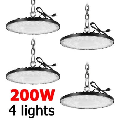 4 Pack 200W UFO LED High Bay Light Shop Lights Commercial Factory Warehouse Lamp • $91.99