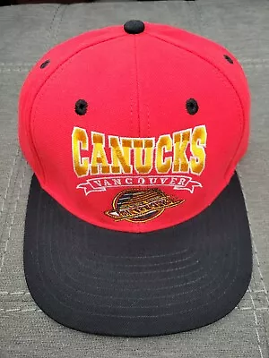 1Vintage Vancouver Canucks Snap-Back Hat NHL Flat Bill Vintage Hockey • $17.95