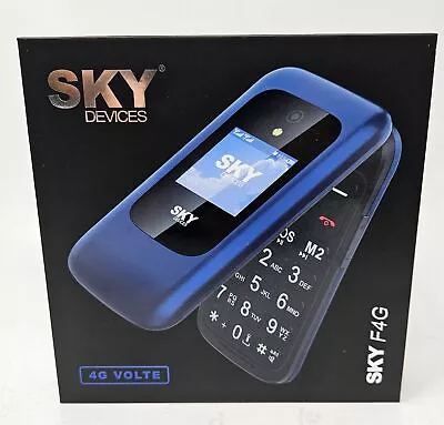 Sky Devices Elite F4G 4G LTE Flip Phone Dual SIM GSM Factory Unlocked Blue NEW • $59.99