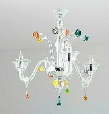Chandelier Venetian Ceiling Glass Of Murano Handmade IN Italy 3 Lights • £1209.63