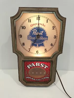 Vintage Pabst Blue Ribbon Lighted Clock Beer Sign  READ • $69.99