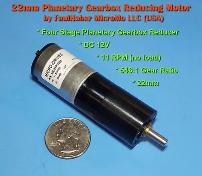 MicroMo 22mm DC 12V 11 RPM Gear Motor (546:1) MD22P0008 DIY Robot Animation • $8.95