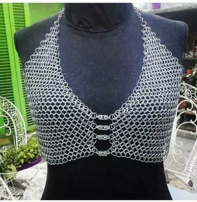 Chain Mail Bra | Aluminum | Sexy Silver Chain Mail Costume • $65.05