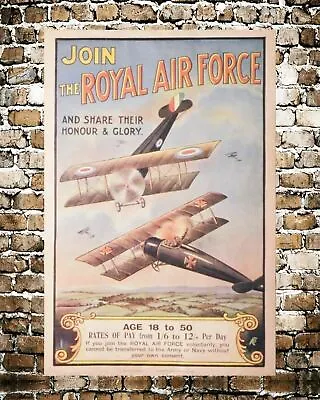 £6.99 • Buy 10  X 8  JOIN THE RAF VINTAGE WAR POSTER ROYAL AIR FORCE METAL PLAQUE SIGN 1393