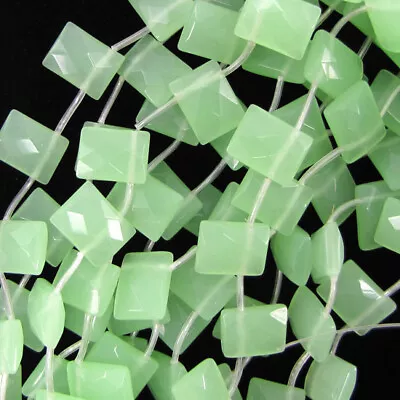 12x16mm Faceted Green Chalcedony Quartz Rectangle 15  Strand • $8.99