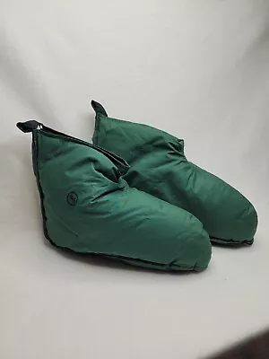 Restoration Hardware Duvet Slipper Down Booties Dark Green Blue Cozy Hygge  • $28