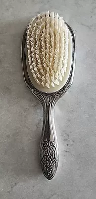 Vintage Silver Plated Hair Brush Beautiful Rose Designs 8  Victorian Antique EUC • $13.90
