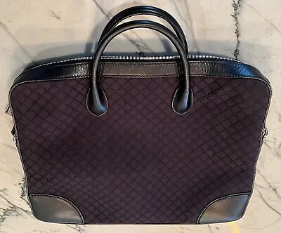 Gucci Diamond Canvas Leather-Trimmed Black Briefcase • $495