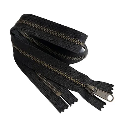 YKK#5 4 - 36  Antique Brass With Long Pull Metal Zipper Closed-End Color Black • $3.40