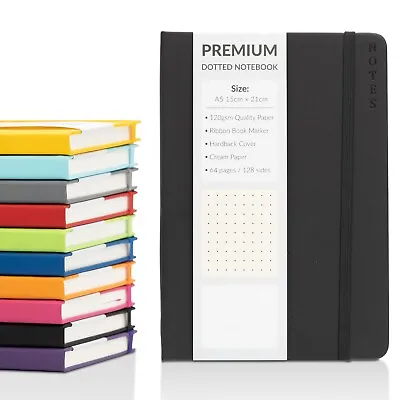 A5 Hardback Dotted Notebook Notepad Notes Diary Bullet Journal Premium Book • £4.99