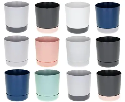 £8.99 • Buy Plant Pots With Saucers Indoor Outdoor Drain Holes Small Large Matt Many SATINA