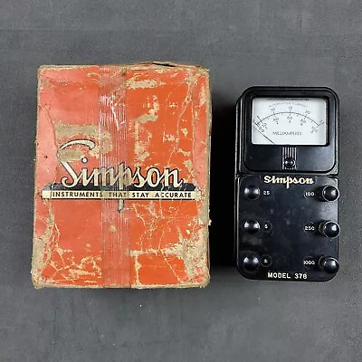 VINTAGE SIMPSON AC MILLIAMMETER 0-1000mA MODEL 378 CAT NO. 12370 AMMETER • $27