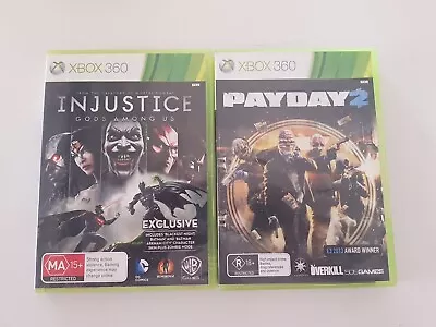 Injustice Gods Among Us MA15+& PAYDAY 2 R18+ - Xbox 360 - GC • $20