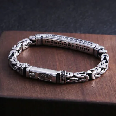 Pure S925 Sterling Silver Chain Men Women 6mm Long Tube Byzantine Link Bracelet • $80.20