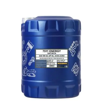 10L Mannol ENERGY 5w30 Fully Synthetic Engine Oil SL/CF ACEA A3/B4 WSS-M2C913-B • £33.39