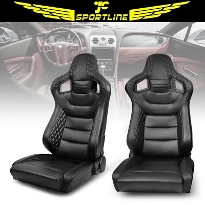 Universal Pair Reclinable Racing Seat Big Type Dual Slider X2 Microfiber Leather • $354.99