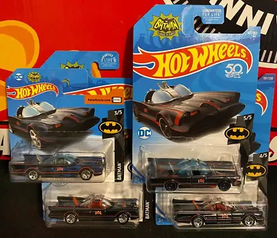 Hot Wheels BATMAN TV Series Batmobile Lot Of 4 Incl. 3 Variations MOC 2017-2019 • $8.50
