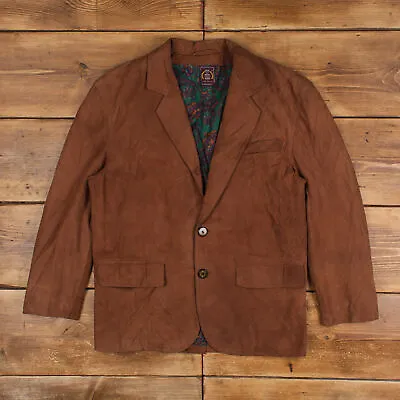 Vintage Iraklis Suede Jacket L Blazer Brown Button • $49.27