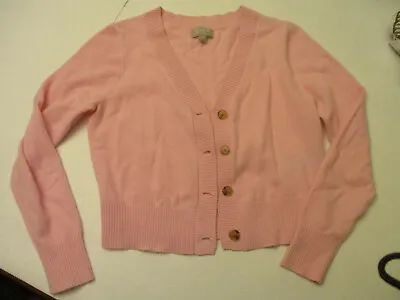 J Crew Pink Cashmere Short Cardigan Sz S Nwot V Neck Button Down • $59.99