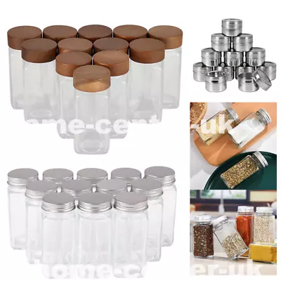 12X Kitchen / BBQ Spice Jars Bottles Airtight Salt Container Glass Pot With Lid • £8.94