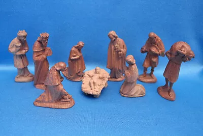 Rare Vintage Hand Carved Wood SWISS SCHMID-LINDER 9 Pc. NATIVITY SET Switzerland • $185