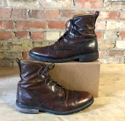 Frye Men's Brown Leather Wingtip Ankle Boots - Size 8.5 • $60