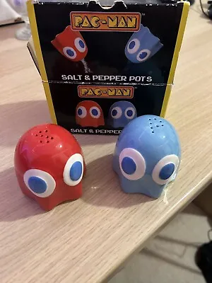 Pacman Ghost Salt & Pepper Shaker Set Red & Blue Retro Boxed Set • £12