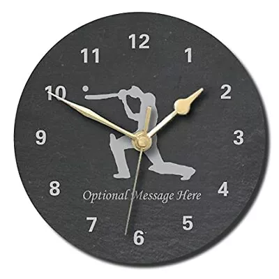 £29.99 • Buy Cricket Design Slate Clock - Personalised With Text Of Your Choice(Large (300mm)