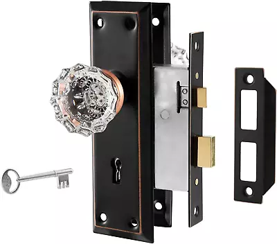 Upgraded Mortise Lock Set For Interior Door Antique Vintage Style Crystal Glass • $48.87