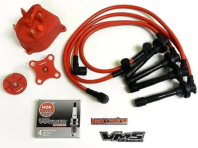 Distributor Cap Rotor Spark Plug Wire Kit For 96-00 Honda Civic D16 Ek Red • $129.88
