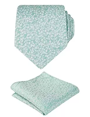  Mens 3.15inches Light Color Tie With Flower Printed 126-light Mint(floral) • $30.36