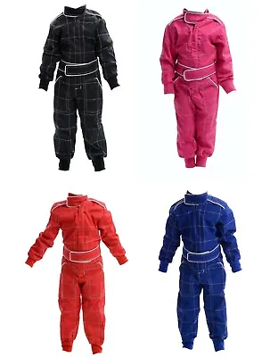 KIDS BABY OVERALLS POLYCOTTON RACE SUIT BLACK BLUE PINK RED Quad Kart Autograss • £19.95